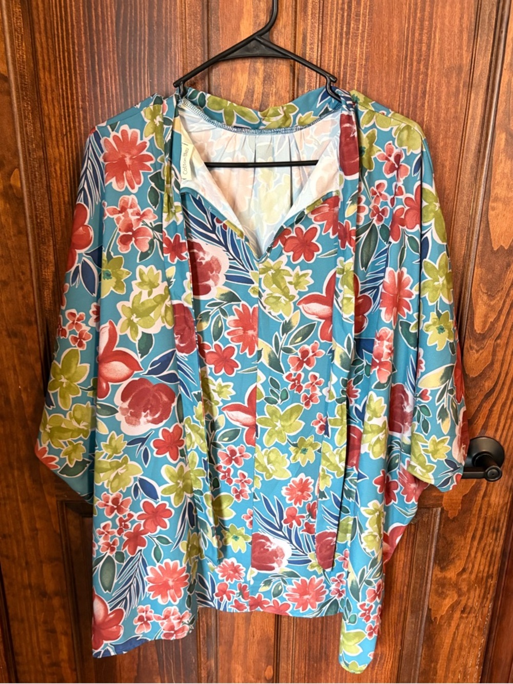Cotton Bleu floral size large blouse, worn twice